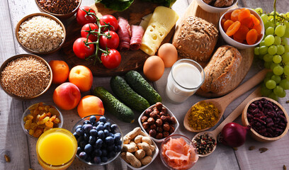 Assorted organic food products on the table