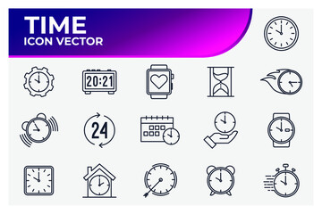Set of Time and clock icon. Time and clock pack symbol template for graphic and web design collection logo vector illustration