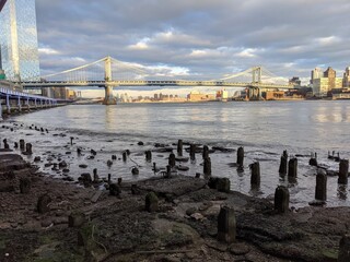 Evening sun over the Manhattan Bridge, New York - March 2021