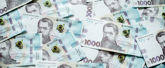 Ukrainian money, texture from Ukrainian banknotes in the denomination of one thousand hryvnias, the banknote depicts Vernadsky.