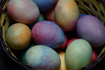 easter eggs in a basket