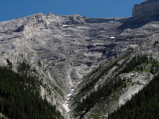 Perfect folded rocks  on west face of Big Sister view at Spray Lake  near Canmore Alberta Canada    OLYMPUS DIGITAL CAMERA