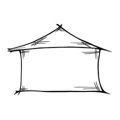 Black silhouette of a house on a white background. Simple doodle style symbol. Sketch. Hand drawing. Icon.