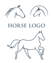 set of horse logos on white. equine sports symbols vector illustration