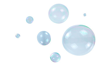 Soap bubbles isolated on a white background.