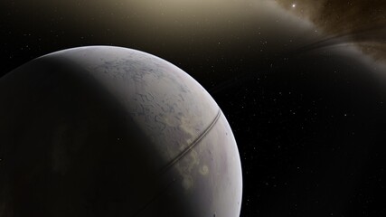 Fototapeta na wymiar Planets and galaxy, science fiction wallpaper, beauty of deep space 3d render