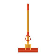 Beautiful modern household mop, roller, self-squeezing, isolated on white background. Household tools, tools for cleaning house and office. Cleaning, hygiene. Vector illustration in flat cartoon style