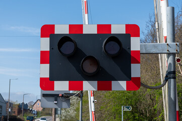Signal lights at a level crossing in South Yorkshire
