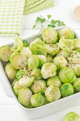 Brussels sprouts cooked with roasted buckwheat