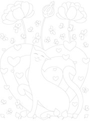 Cute cat coloring for adults. Relax and antistress