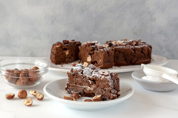 Chocolate nut cake made from buckwheat flour.