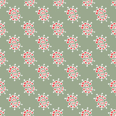 Vector seamless pattern with abstract elements on green background