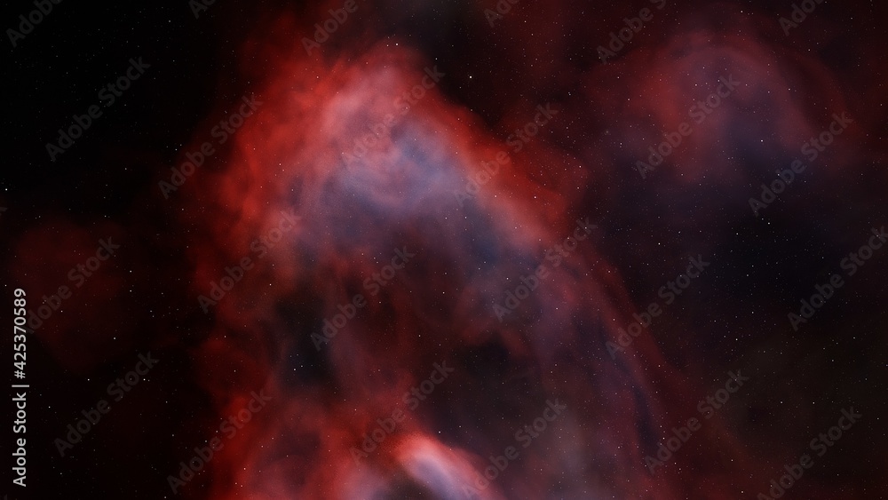 Wall mural nebula in deep space, abstract colorful background 3d render