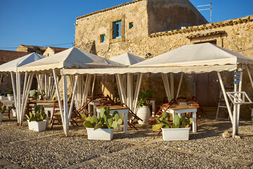 the village of Marzamemi in Sicily deserted for the 2021 season in early spring