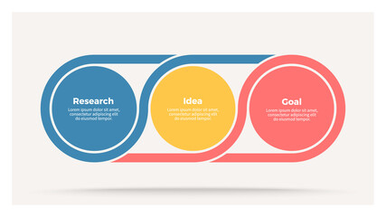Business process. Timeline infographics with 3 steps, options, sections. Vector template.