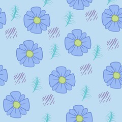 Fototapeta na wymiar Blue flower seamless pattern background vector