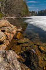 Cerne lake in national park Sumava in south west Bohemia in spring day