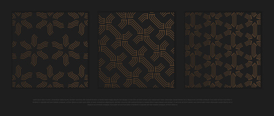 Vector set of design elements, labels and frames for packaging for luxury products in trendy linear style.	
