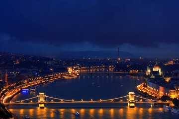 Falling night over Budapest, Hungary, Europe