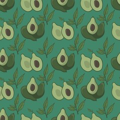 avocado fruit seamless pattern background vector