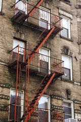 Side of building with metal fire escape