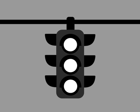 Black and white traffic lights - colourless monochrome gray and grey semaphore without colors. Vector illustration.