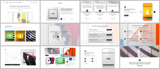 Vector templates for website design, presentations, portfolio. Templates for presentation slides, leaflet, brochure cover, report. Abstract colored sport backgrounds for sport event, fitness design.