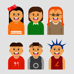 set of people in the style of minimalism