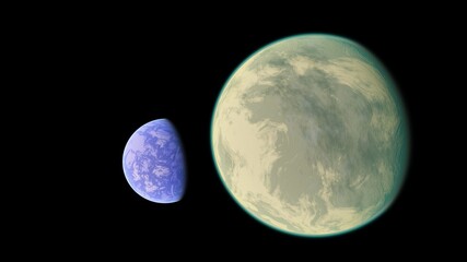 Planets and galaxy, science fiction wallpaper 3d render