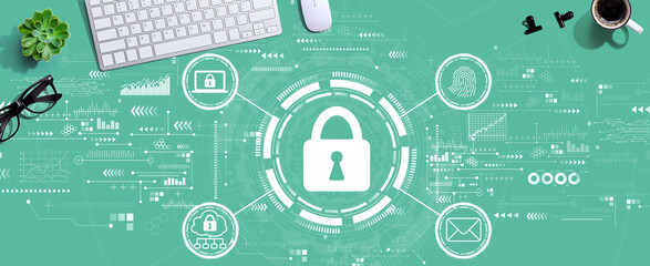 Internet network security concept with a computer keyboard