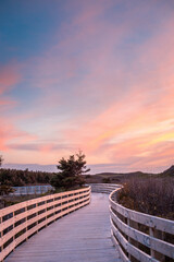 Beautiful sunset over the boardwalk - Prince Edward Island National Park