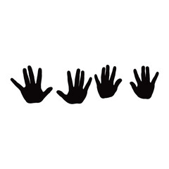 so many hands black color silhouette vector