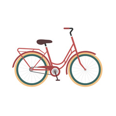 Fototapeta na wymiar Red bicycle isolated on white background. Flat illustration.