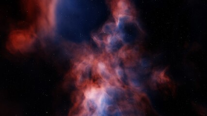nebula gas cloud in deep outer space 3d render