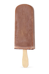 Brown chocolate popsicle ice cream isolated on white.
