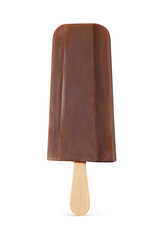 Brown chocolate popsicle ice cream isolated on white.
