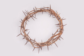 Crown of thorns Jesus Christ isolated on white - 425380587