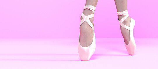 3D Ballerina legs in light classic pointe shoes