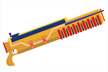 Vector clip art blaster. concept illustration of alien weapons. Energy gun for game design. Colorful drawing for boyish design.