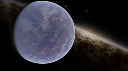 Planets and galaxy, science fiction wallpaper 3d render