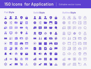 Fototapeta na wymiar 150 Icons for Application