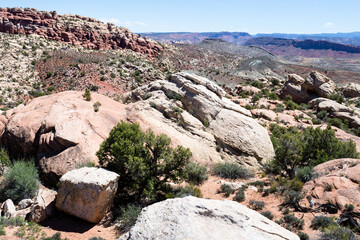 Scenic view from Salt Valley Overlook in Arches National Park - Moab, Utah, USA