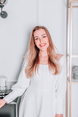 beautiful blonde in the photo studio posing