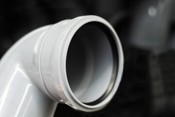 Polypropylene pipe for sewerage installation. Close-up