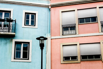 Old colorful and tiled facades in Lisbon