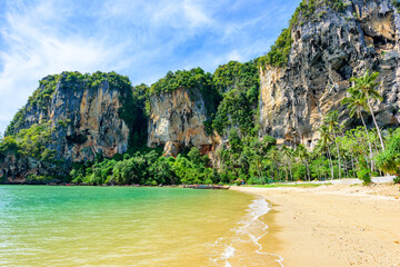 Tonsai beach  - about 5 minutes walk from Railay Beach - at Ao Nang - paradise coast scenery in Krabi province, Thailand - Tropical travel destination