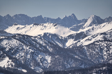 snow covered mountains in winter