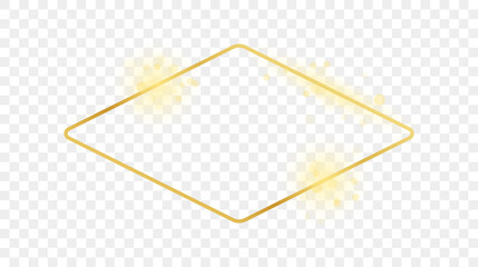 Gold glowing rounded rhombus shape frame