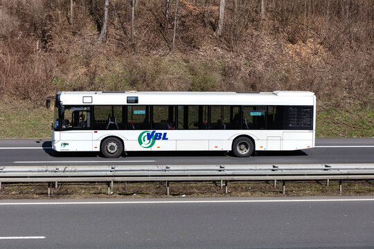WIEHL, GERMANY - MARCH 24, 2021: VBL city bus on motorway.