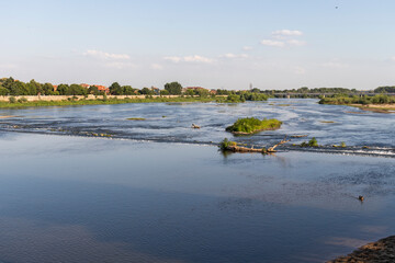 Maritsa River, passing through the town of Svilengrad, Haskovo Region, Bulgaria